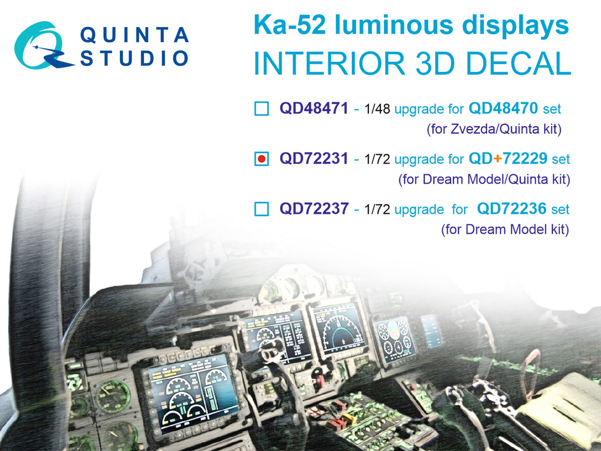 Kamov Ka-52 luminous displays upgrade for QD+72229 set only (designed to be used with Dream Model and Quinta Studio kits)