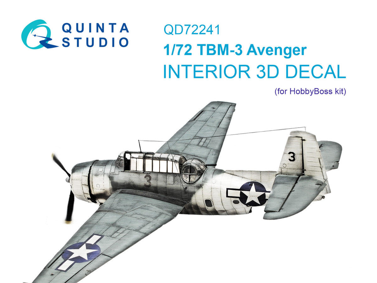 Grumman TBM-3 Avenger 3D-Printed & coloured Interior on decal paper (designed to be used with Hobby Boss kits)