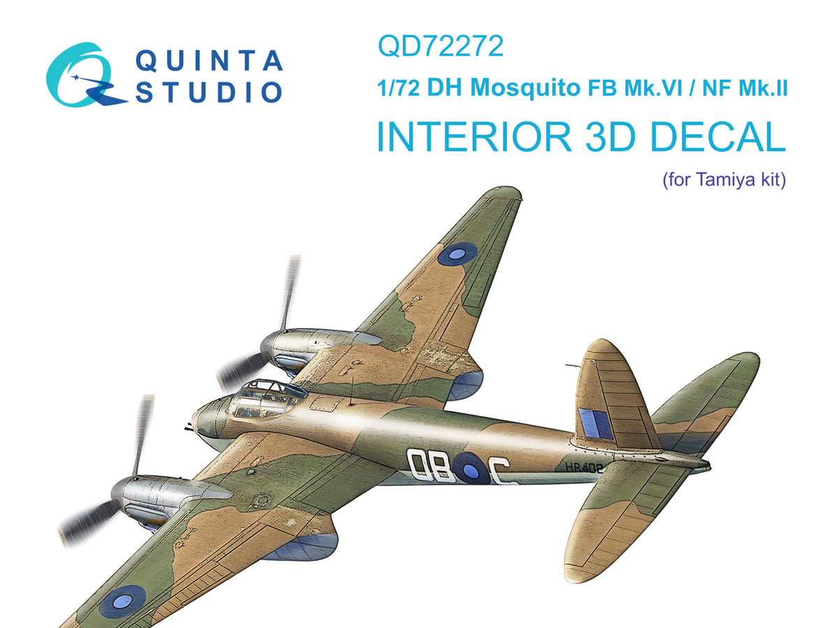 de Havilland Mosquito FB Mk.VI/NF Mk.II 3D-Printed & coloured Interior on decal paper (designed to be used with Tamiya kits)