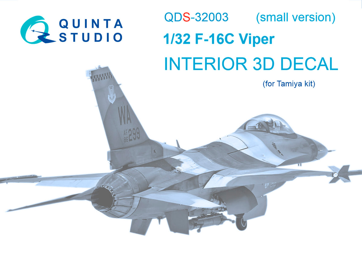 Lockheed-Martin F-16C Fighting Falcon 3D-Printed coloured Interior on decal paper (designed to be used with Tamiya kits)(SMALL VERSION)