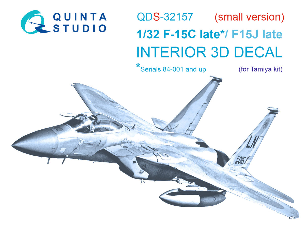 McDonnell F-15C Late/McDonnell F-15J late 3D-Printed coloured Interior on decal paper (designed to be used with Tamiya kits) (small version)