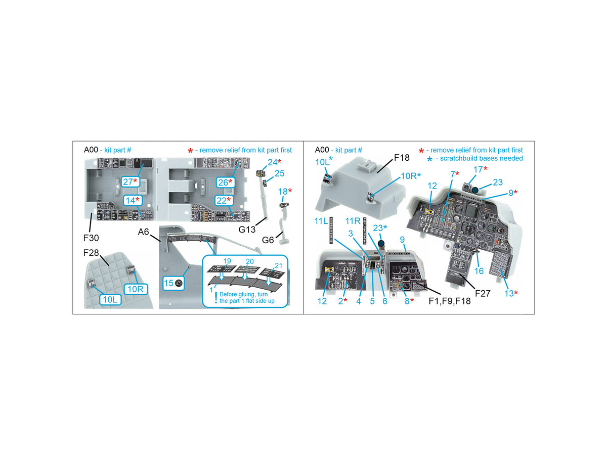 Bell/Boeing AH-64A Apache 3D-Printed coloured Interior on decal paper (designed to be used with Trumpeter kits) (Small version)