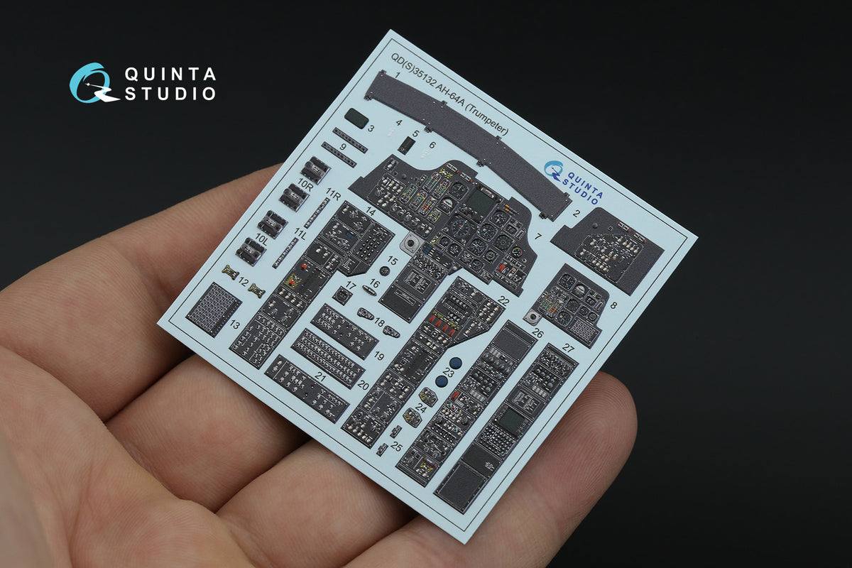 Bell/Boeing AH-64A Apache 3D-Printed coloured Interior on decal paper (designed to be used with Trumpeter kits) (Small version)