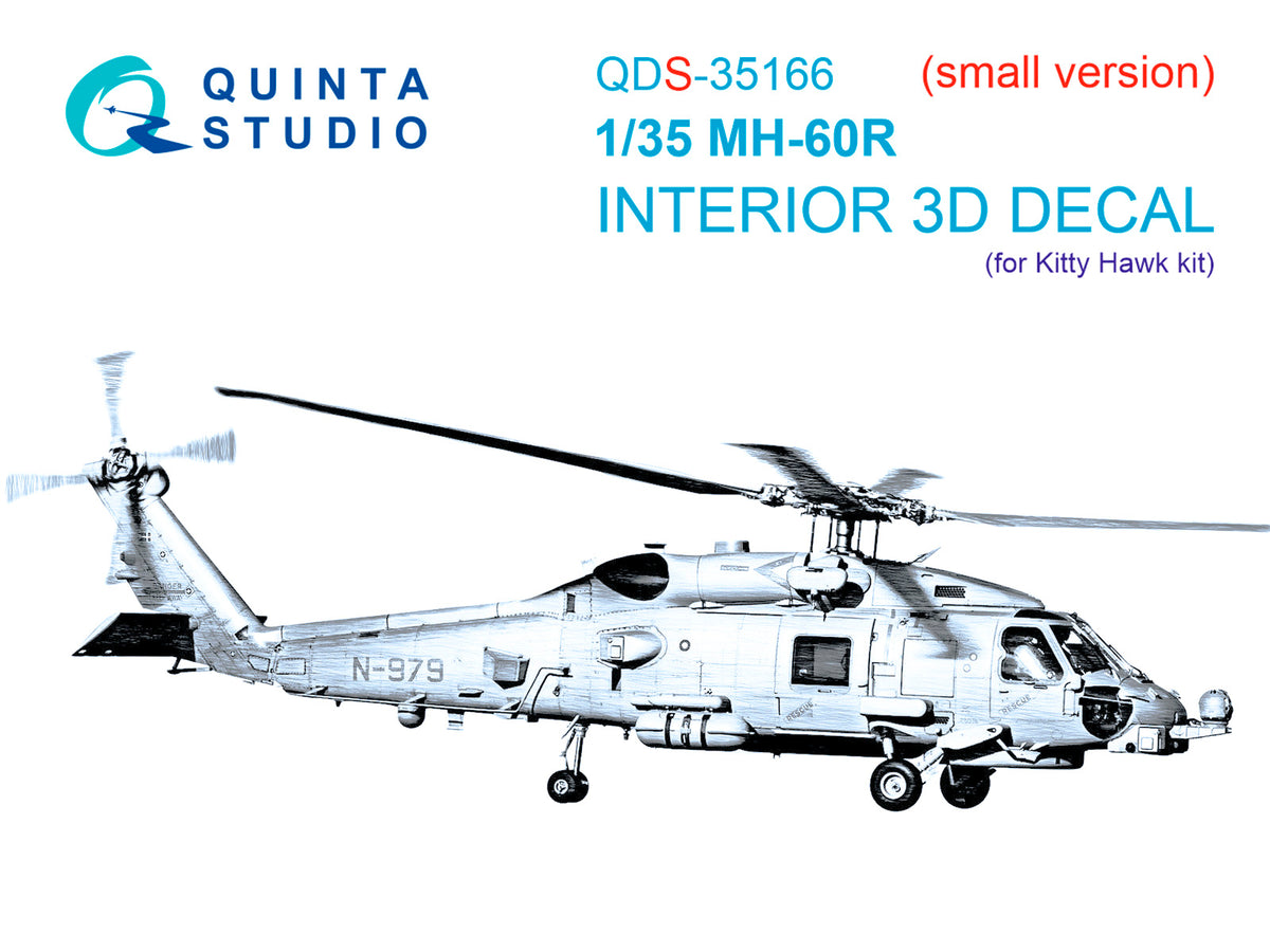 Sikorsky MH-60R Seahawk 3D-Printed & coloured Interior on decal paper (designed to be used with Kitty Hawk Models kits) (Small version)