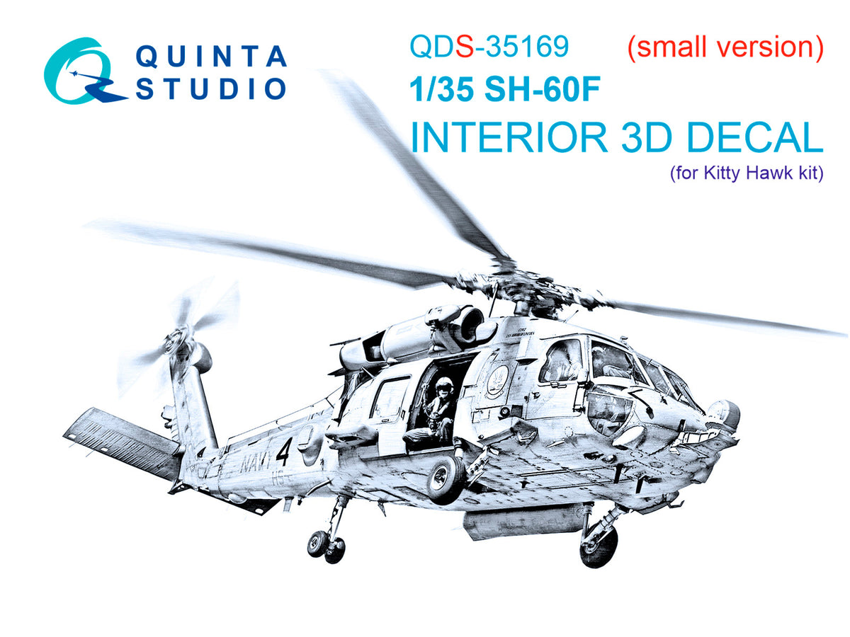 Sikorsky SH-60F Seahawk 3D-Printed & coloured Interior on decal paper (designed to be used with Kitty Hawk Models kits) (Small version)