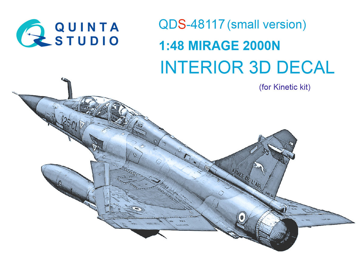 Dassault_Mirage 2000N 3D-Printed coloured Interior on decal paper (designed to be used with Kinetic Model kits)(SMALL VERSION)
