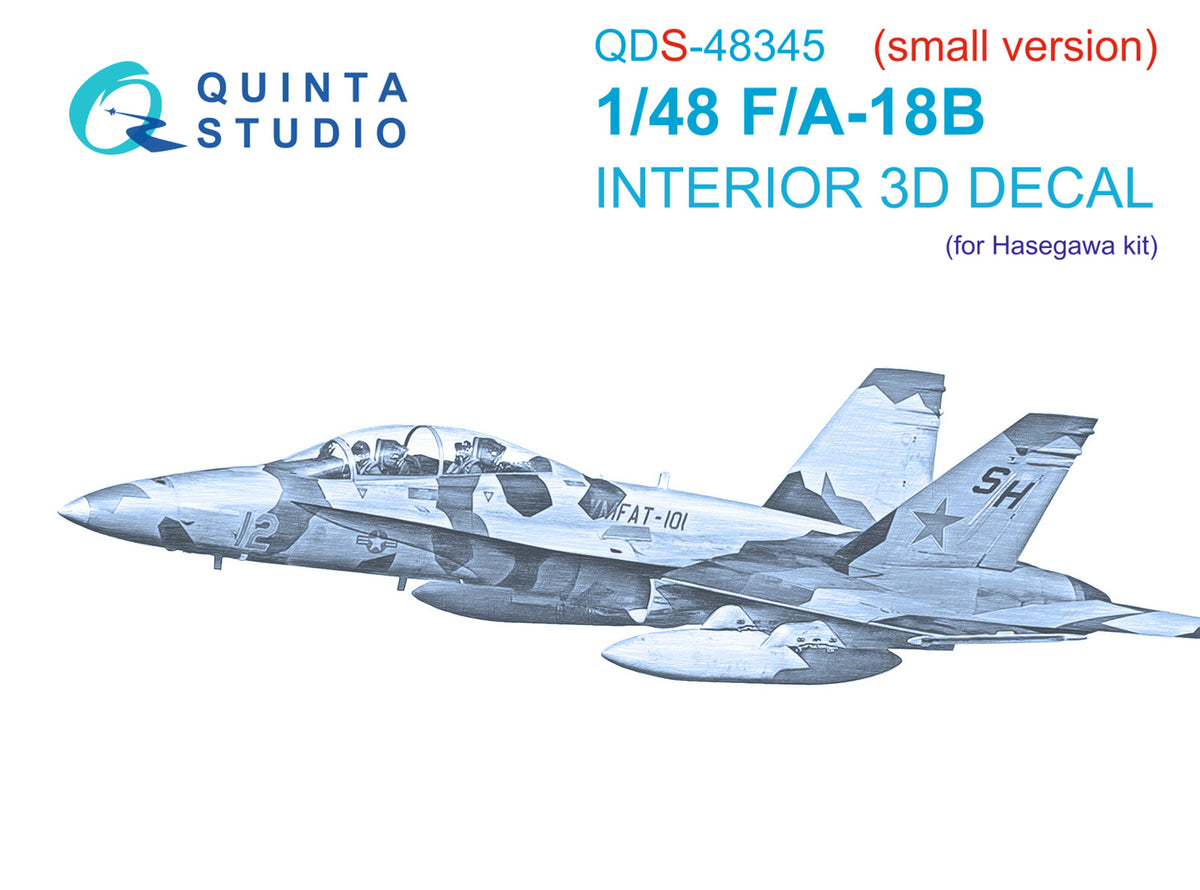 Boeing F/A-18B 3D-Printed coloured Interior on decal paper (designed to be used with Hasegawa kits) (SMALL VERSION)