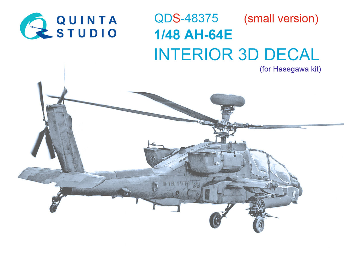 Bell/Boeing AH-64E 3D-Printed coloured Interior on decal paper (designed to be used with Hasegawa kits) (SMALL VERSION)