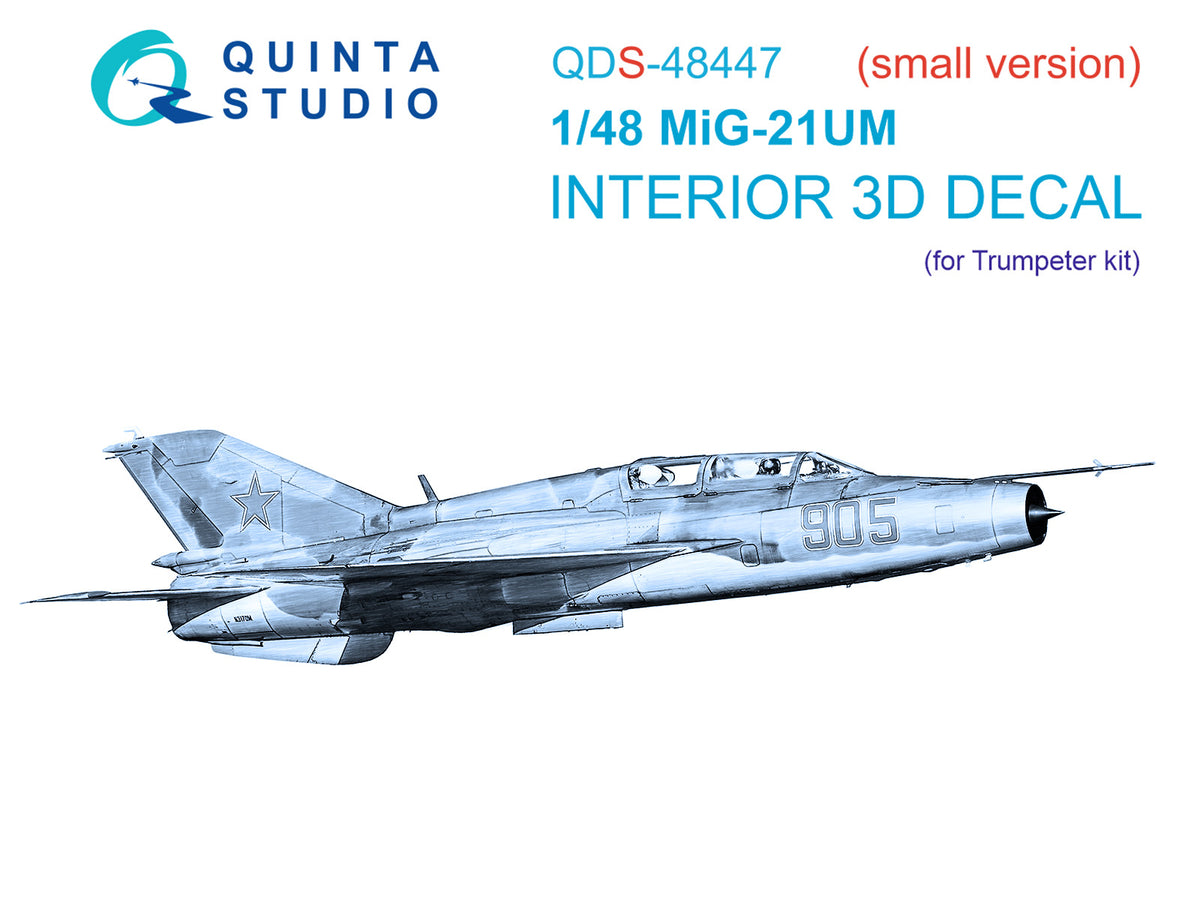 Mikoyan MiG-21UM 3D-Printed coloured Interior on decal paper (designed to be used with Trumpeter kits) (Small version)