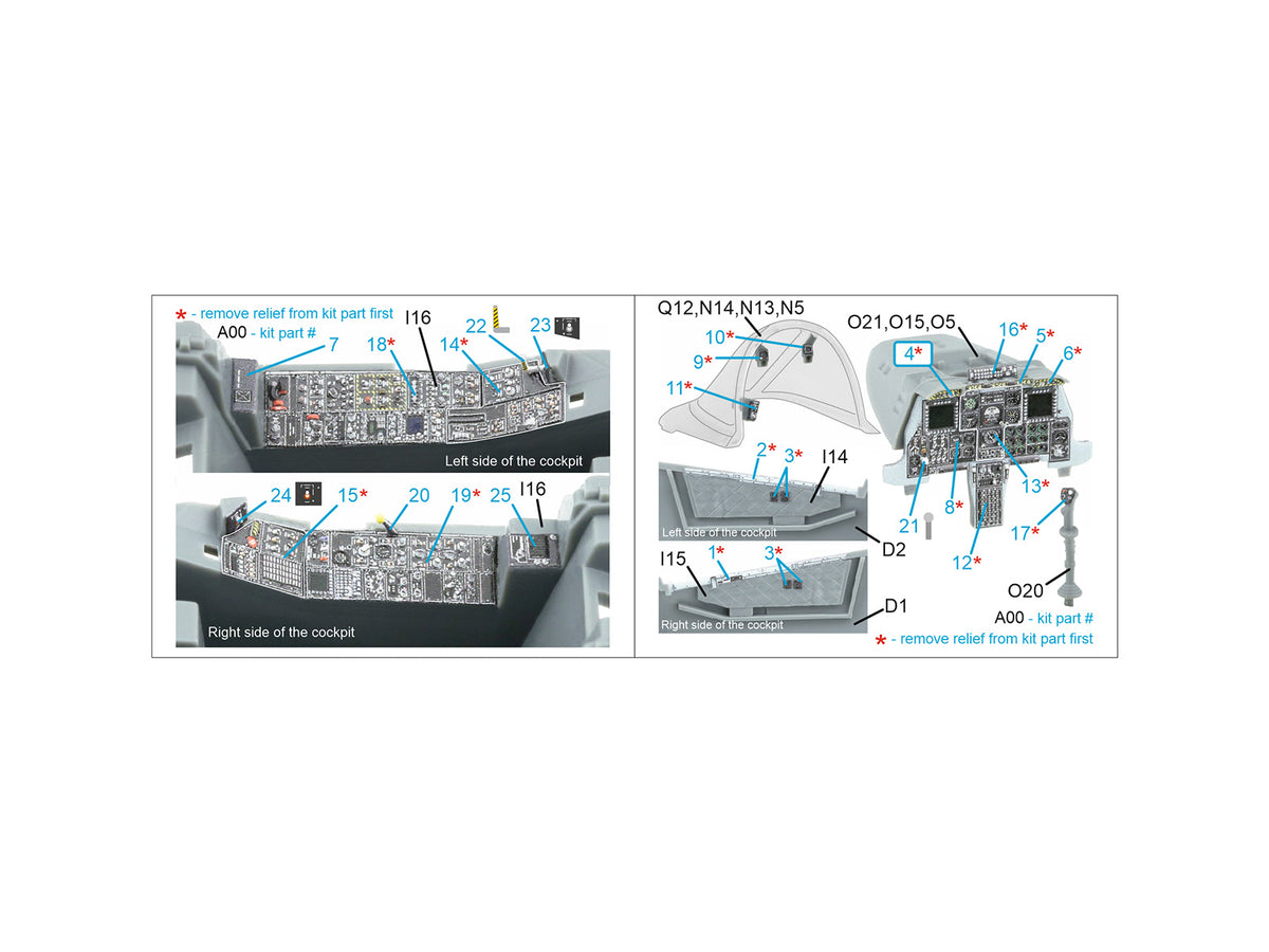 Fairchild A-10C Thunderbolt II 3D-Printed coloured Interior on decal paper (designed to be used with Great Wall Hobby kits) (Small version)