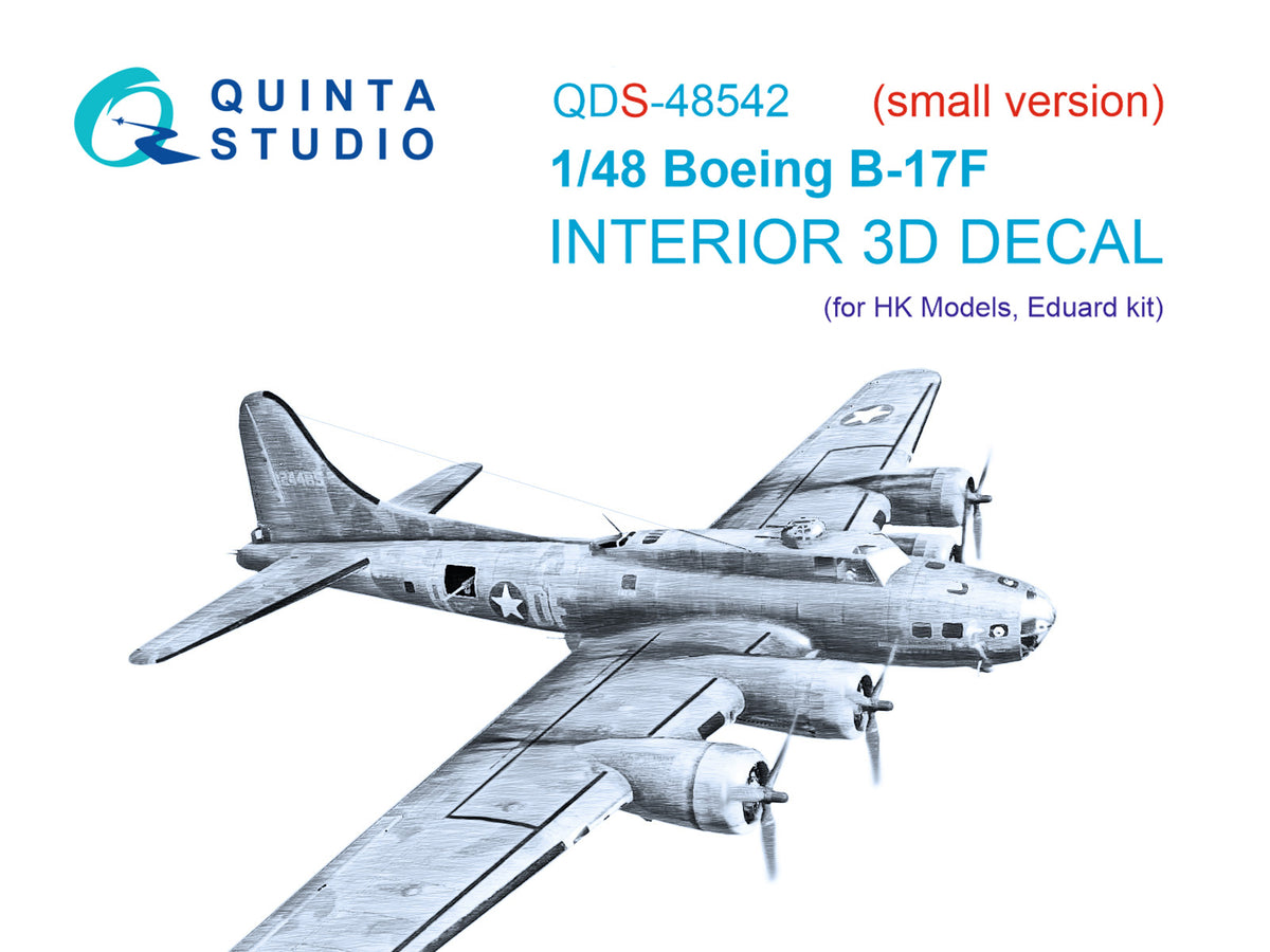 Boeing B-17F Flying Fortress 3D-Printed & coloured Interior on decal paper (designed to be used with Eduard and Hong Kong Models kits) ) (small version)