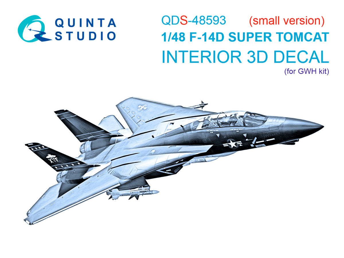 Grumman F-14D Super Tomcat 3D-Printed & coloured Interior on decal paper (designed to be used with Great Wall Hobby kits) (Small version)