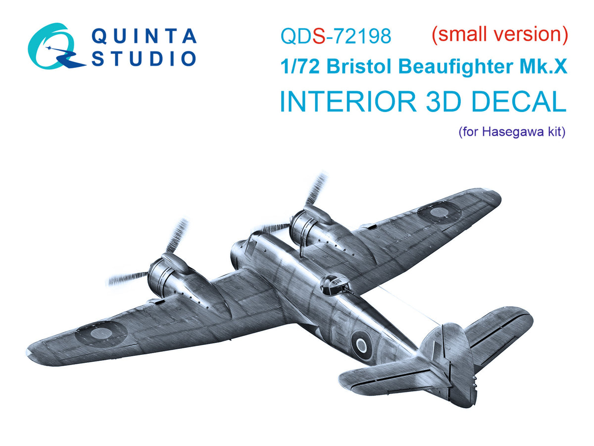 Bristol Beaufighter Mk.X 3D-Printed & coloured Interior on decal paper (designed to be used with Hasegawa kits) (small version)