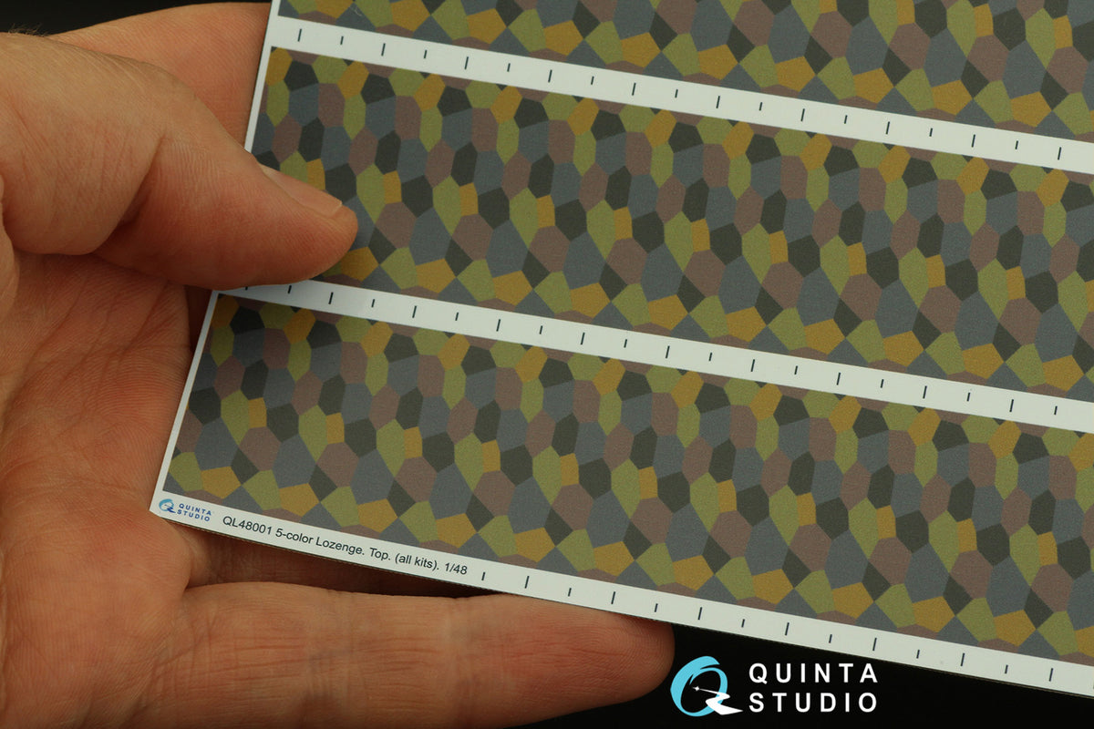 German WWI 5-Colour Lozenge (upper surface) Semi-transparent ultra-thin waterslide decal for exterior surfaces