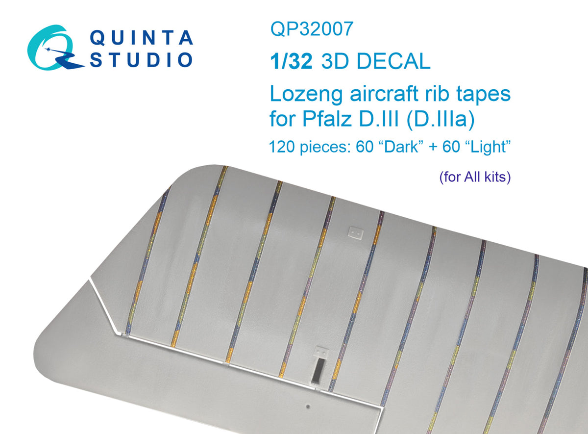 Lozenge rib tapes for Pfalz D.III/D.IIIa (All kits) (3D-Printed) (designed to be used with Wingnut Wings kits)