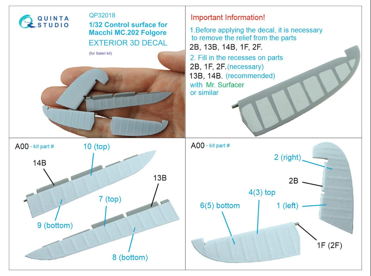 Control surface detail for Macchi C.202 Folgore (3D-Printed)(designed to be used with Italeri kits)