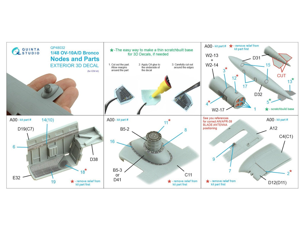North-American/Rockwell OV-10A/OV-10D Bronco Nodes and Parts (3D-Printed)(designed to be used with ICM UA GB kits)