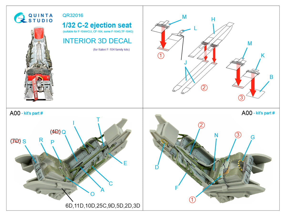 C-2 seat for Lockheed F-104 family (designed to be used with Italeri kits)