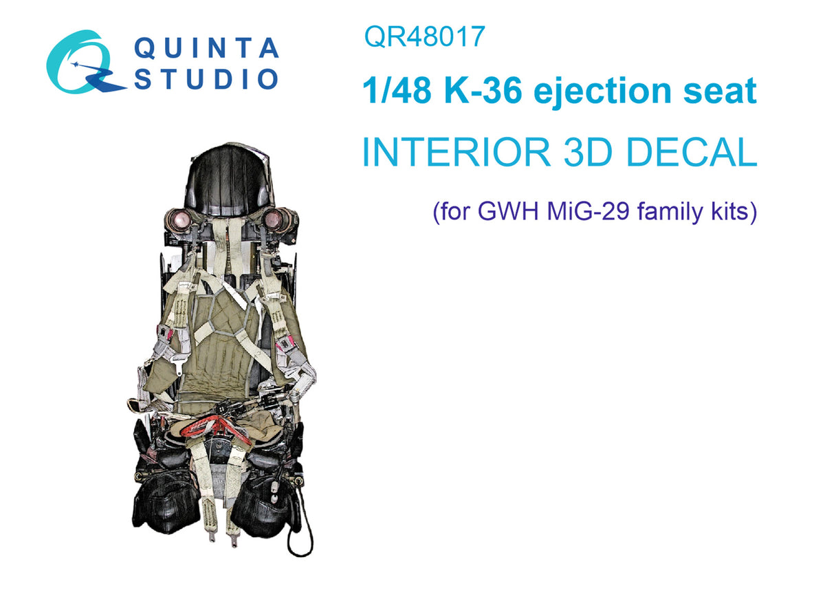 K-36 ejection seat for Mikoyan MiG-29 family (designed to be used with Great Wall Hobby kits)