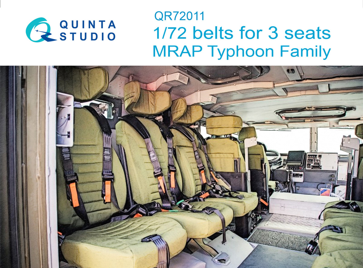 MRAP Typhoon-K Family seatbelts, for 3 seats, (3D-Printed) & coloured on decal paper (designed to be used with Zvezda kits)
