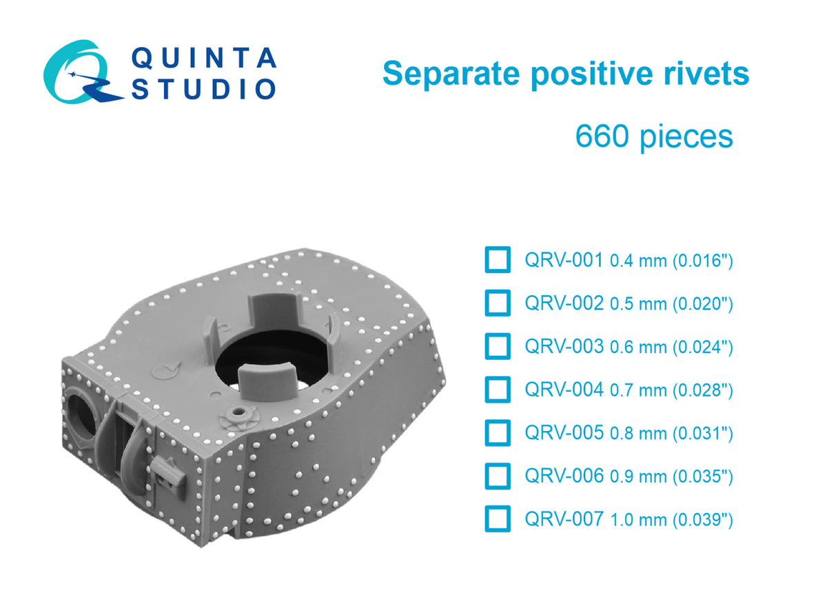 Separate positive rivets, 0.9mm (0.035'), 660 pcs