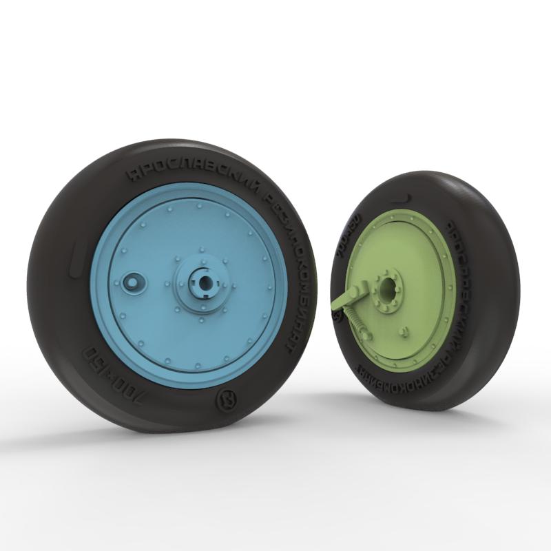Polikarpov I-16 Wheels (late type) with separate hubs and weighted tires (3D-Printed)(designed to be used with Zvezda kits)