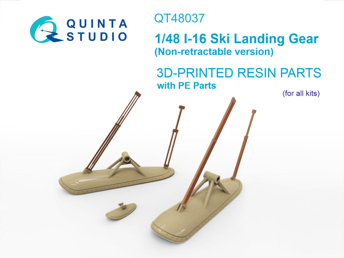 Polikarpov I-16 Ski landing gear (Non-retractable version) (3D-Printed)(designed to be used with Zvezda kits)