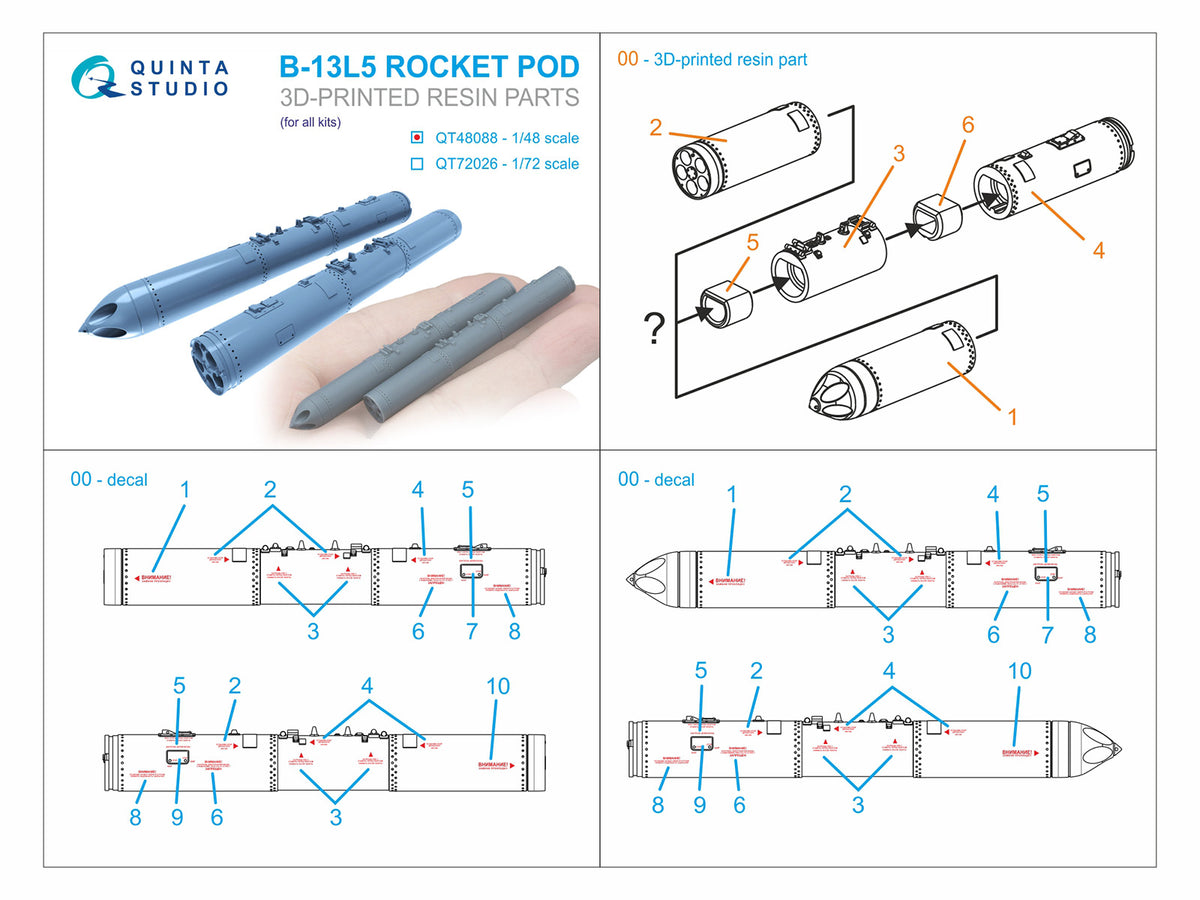 B-13L5 rocket pods, 2 pcs (for all kits)