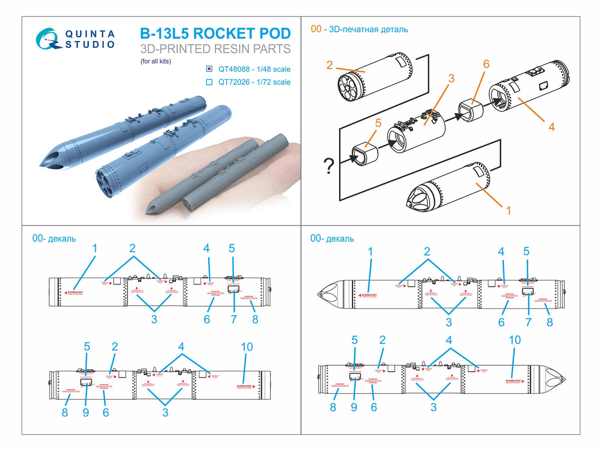 B-13L5 rocket pods, 2 pcs (for all kits)