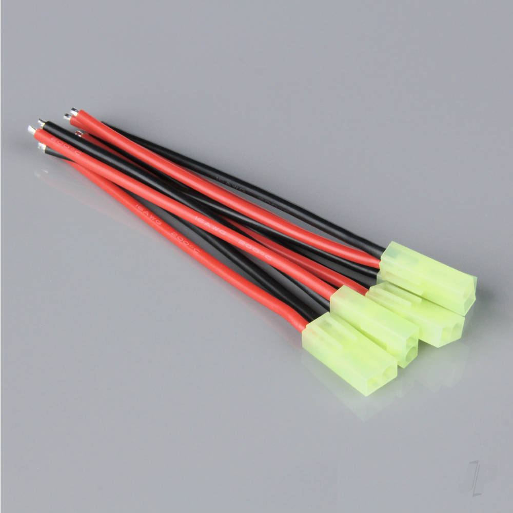 Radient Pigtail Connector, Mini Tamiya Female, 16AWG, 100mm (5 pcs) RDNAC010079 - RC Electronics