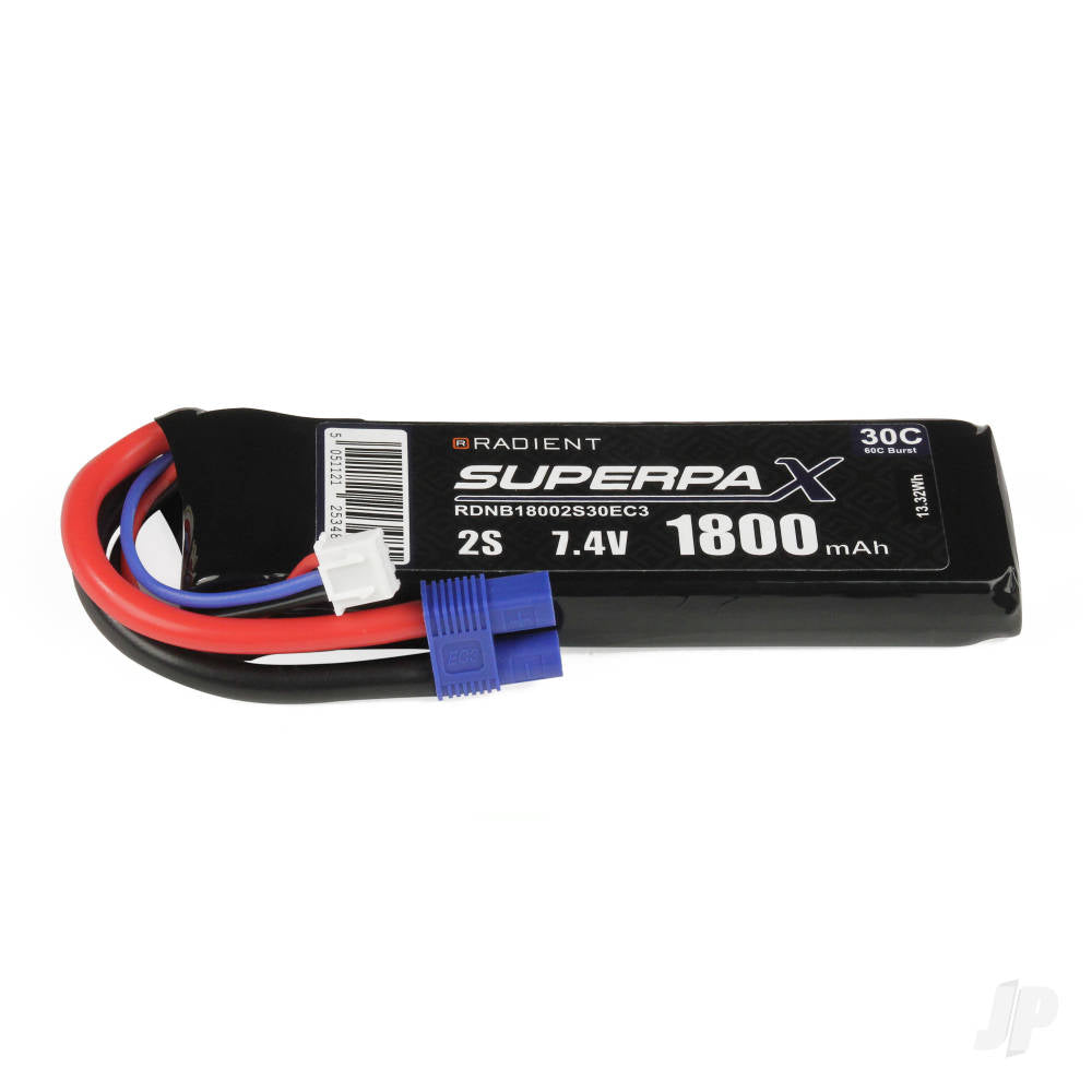 Radient LiPo 2S 1800mAh 7.4V 30C EC3 RDNB18002S30EC3 - RC Electronics