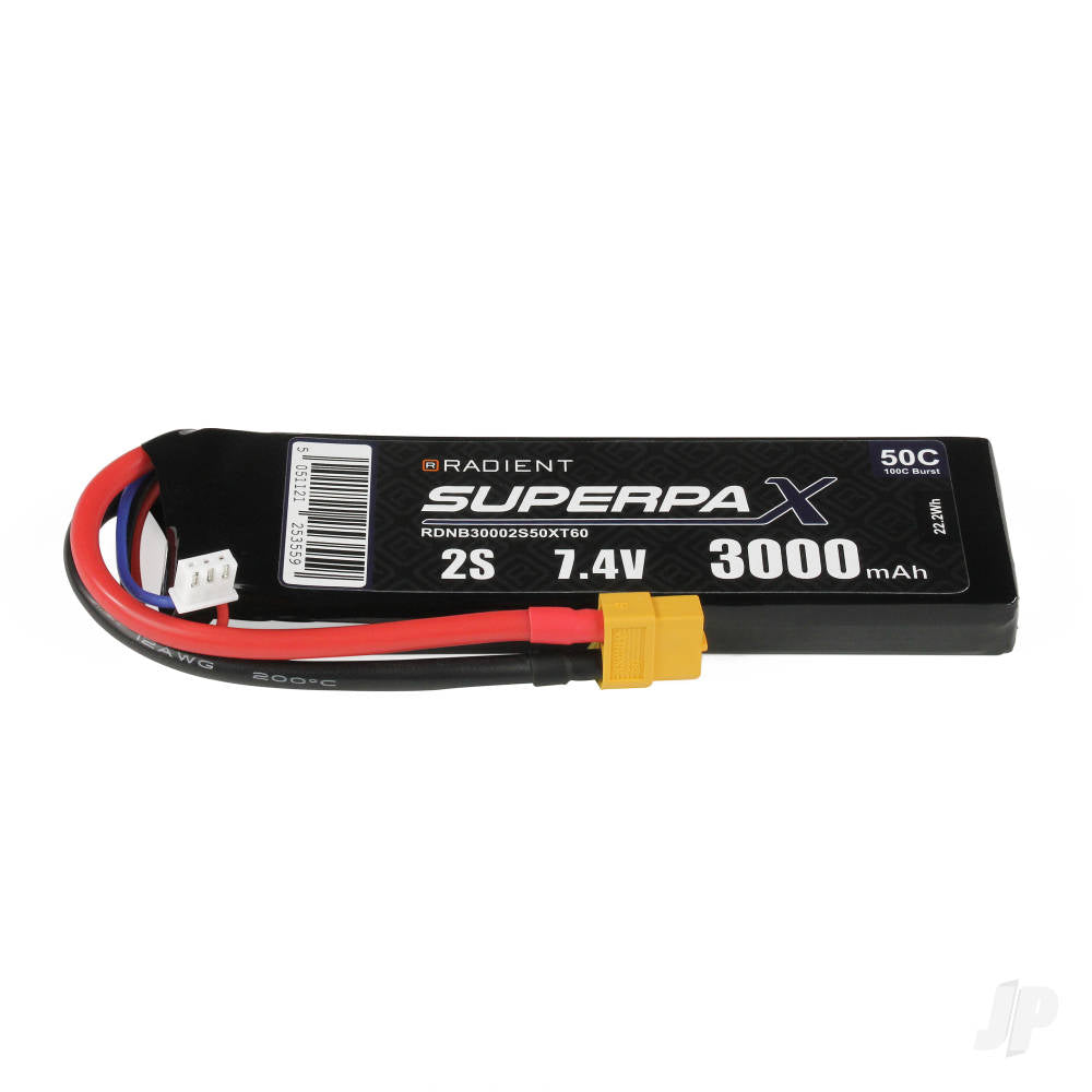 Radient LiPo 2S 3000mAh 7.4V 50C XT60 RDNB30002S50XT60