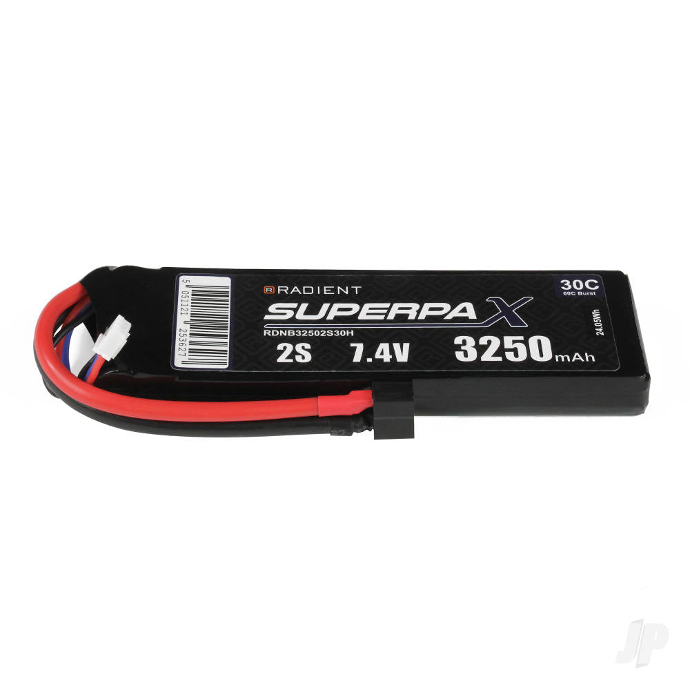 Radient LiPo 2S 3250mAh 7.4V 30C Deans (HCT) RDNB32502S30H