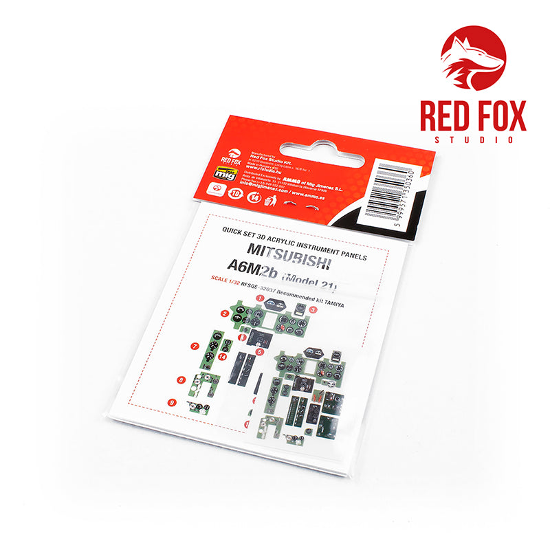 Mitsubishi A6M2b Zero Fighter (Model 21) Quick Set 3D Acrylic Instrument Panel (designed to be used with Tamiya kits)
