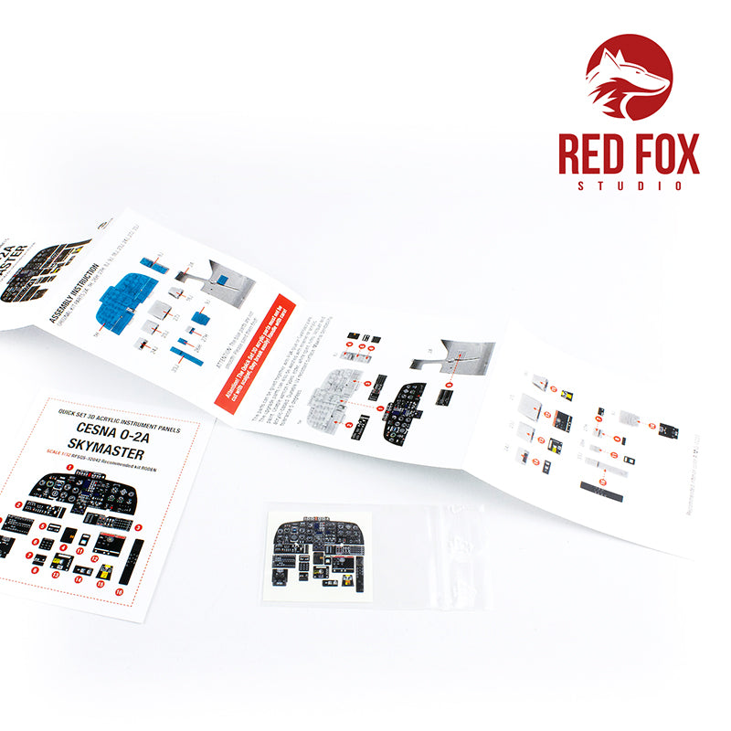 Cessna O-2A Skymaster Quick Set 3D Acrylic Instrument Panel (designed to be used with Roden kits)