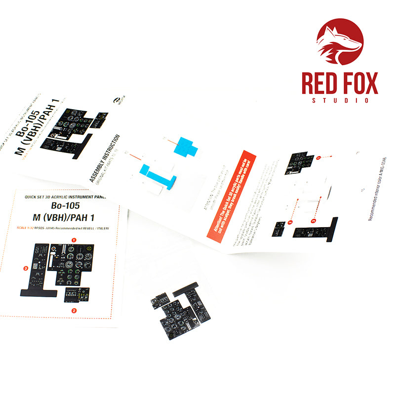 MBB Bo-105M (VBH) Quick Set 3D Acrylic Instrument Panel (designed to be used with Italeri and Revell kits)