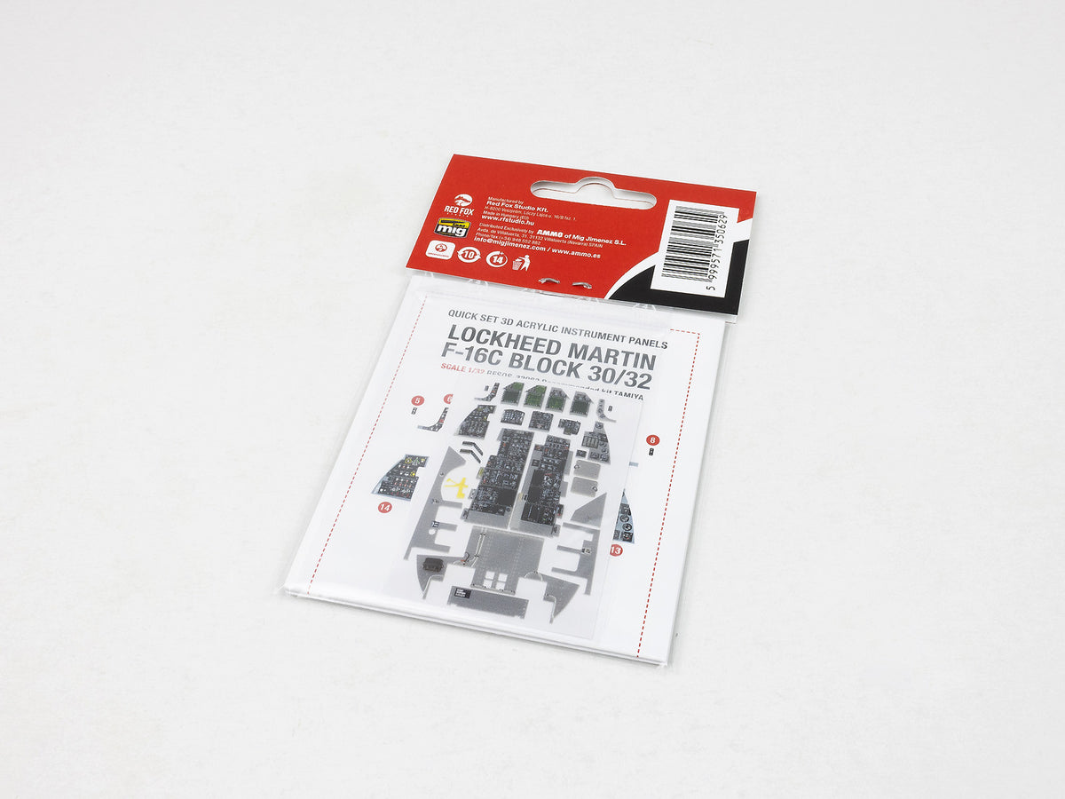 Lockheed-Martin F-16C Fighting Falcon Block 30/32 3D Acrylic Instrument Panel (designed to be used with Tamiya kits)