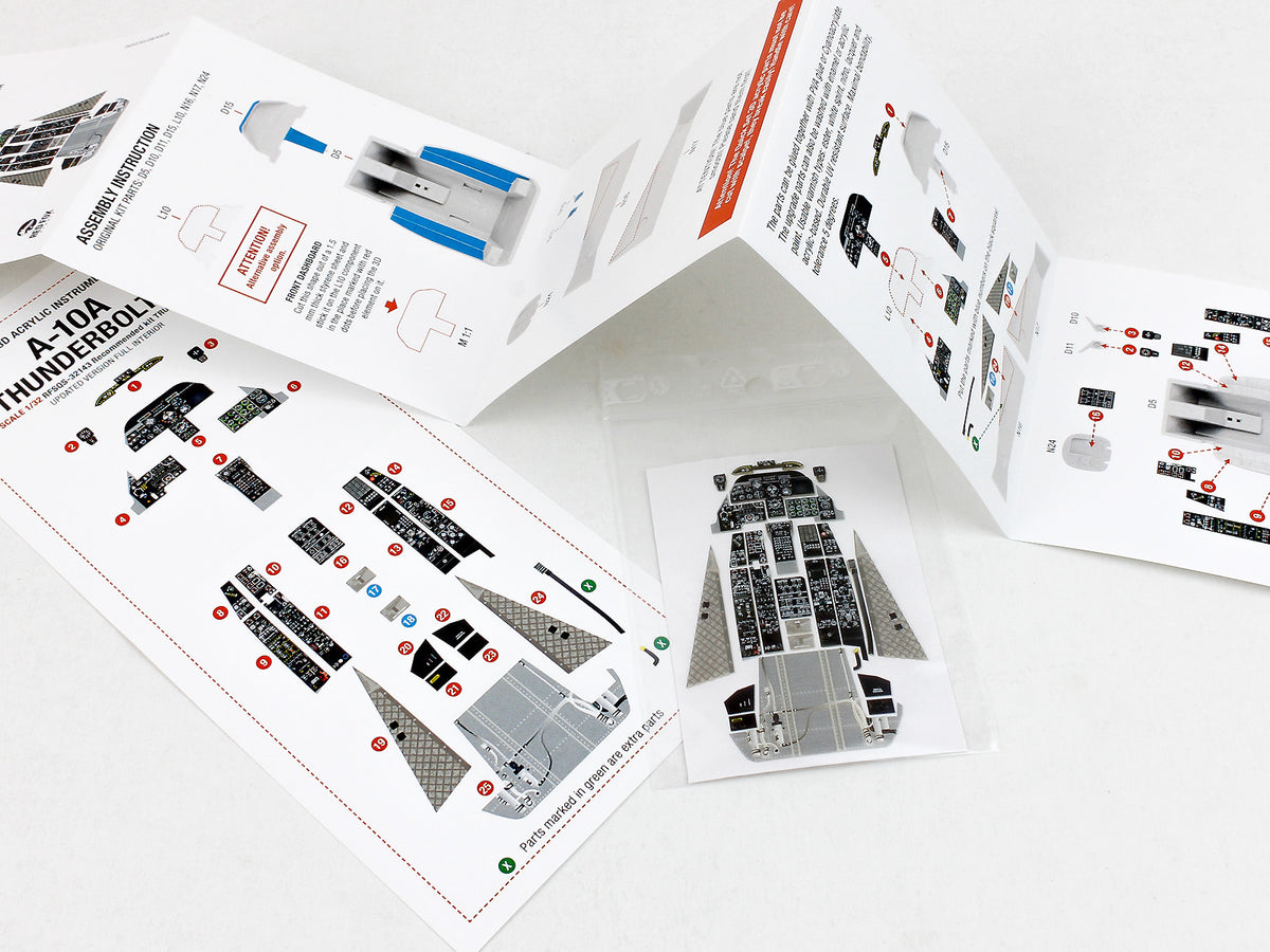 Fairchild A-10A Thunderbolt II Updated full interior 3D Acrylic Instrument Panel (designed to be used with Trumpeter kits)