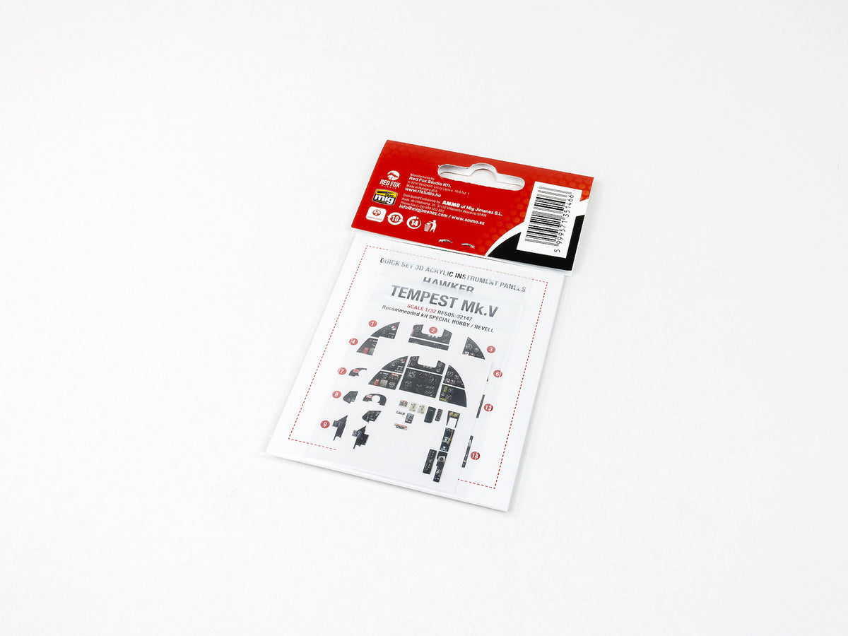 Hawker Tempest Mk.V 3D Acrylic Instrument Panel (designed to be used with Revell and Special Hobby kits)