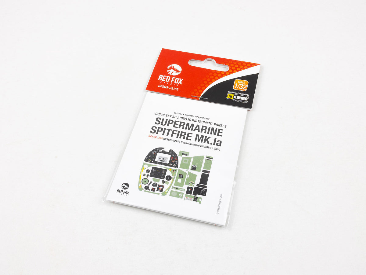 Supermarine Spitfire Mk.Ia 3D colored resin 3D Acrylic Instrument Panel (designed to be used with Hobby 2000 and Revell kits)