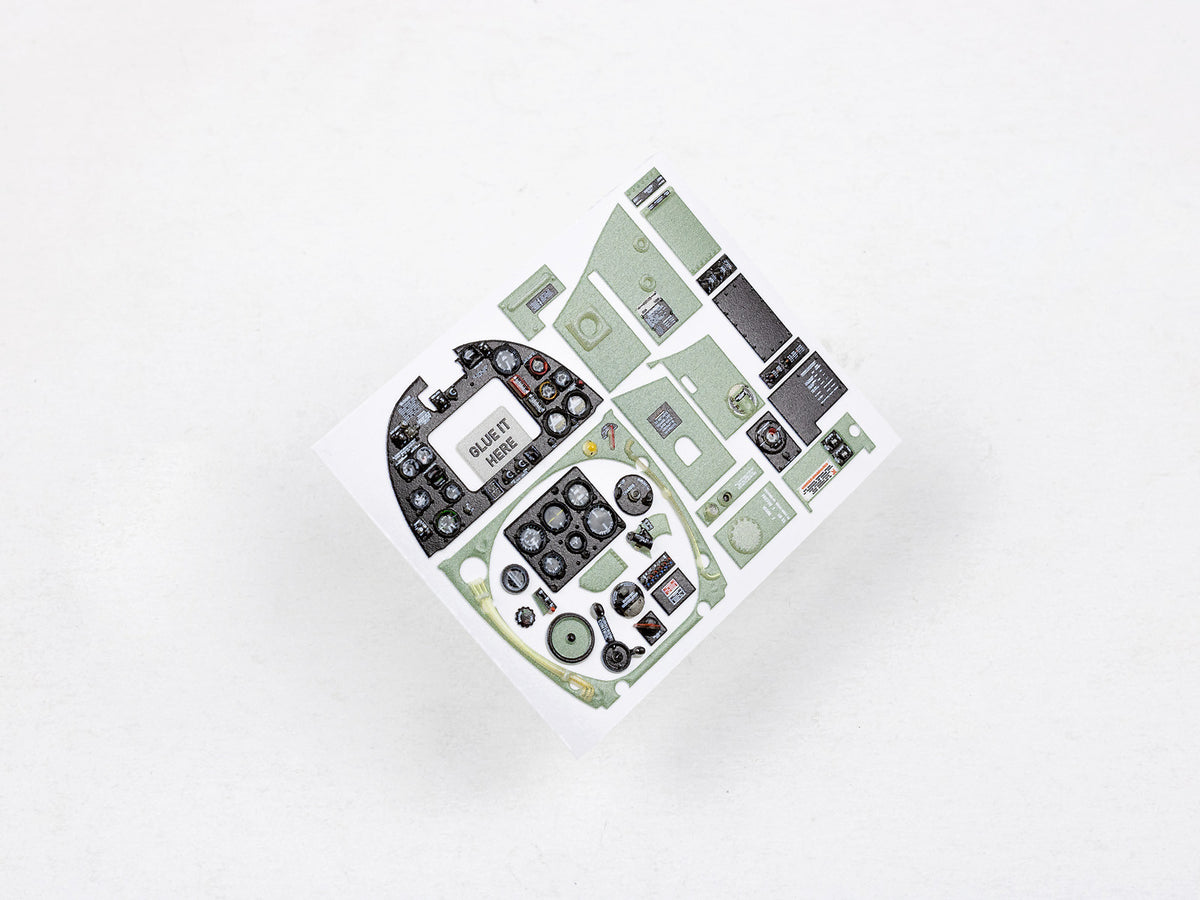 Supermarine Spitfire Mk.Ia 3D colored resin 3D Acrylic Instrument Panel (designed to be used with Hobby 2000 and Revell kits)