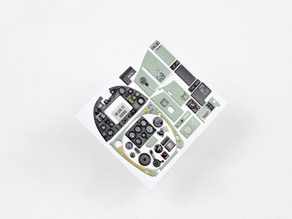 Supermarine Spitfire Mk.Va 3D colored resin 3D Acrylic Instrument Panel (designed to be used with Hasegawa and Hobby Boss kits)