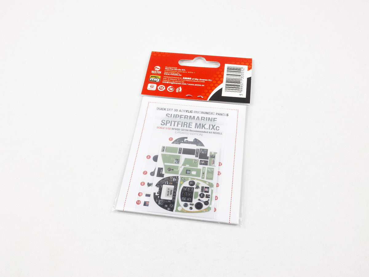 Supermarine Spitfire Mk.IXc Updated 3D colored resin 3D Acrylic Instrument Panel (designed to be used with Revell kits)