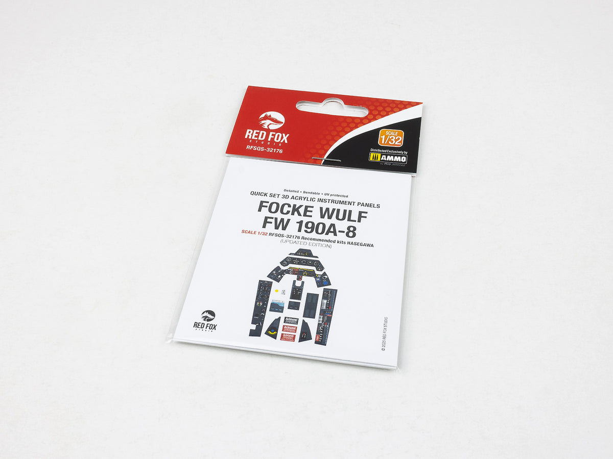 Focke-Wulf Fw-190A-8 Updated 3D colored resin 3D Acrylic Instrument Panel (designed to be used with Hasegawa kits)