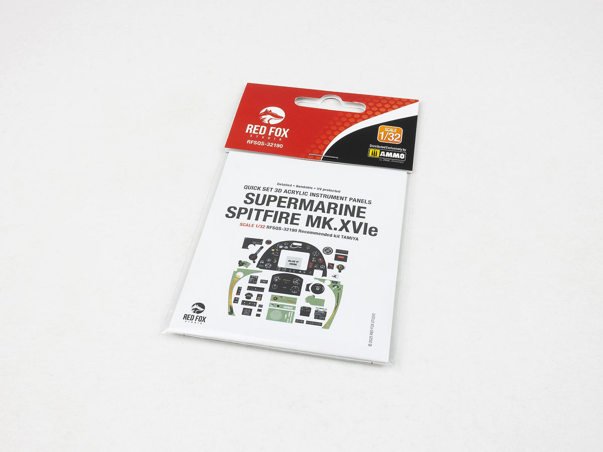Supermarine Spitfire Mk.XVIe 3D colored resin 3D Acrylic Instrument Panel (designed to be used with Tamiya kits)