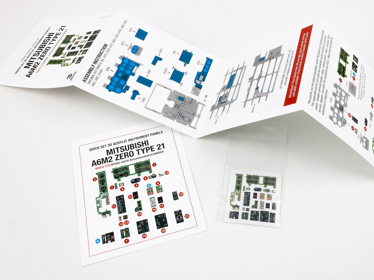 Mitsubishi A6M2 Zero Type 21 3D Acrylic Instrument Panel (designed to be used with Border Model kits)