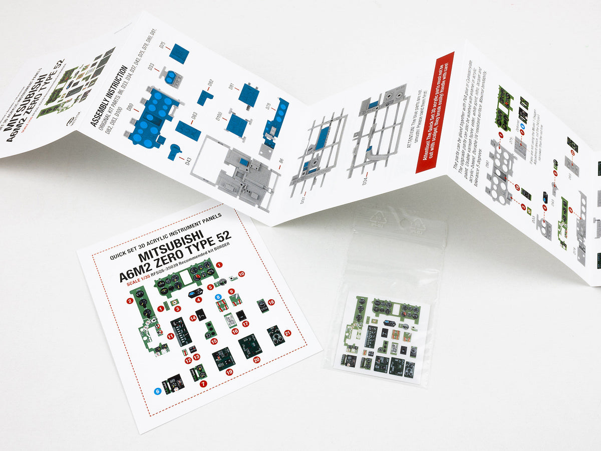Mitsubishi A6M2 Zero 3D Acrylic Instrument Panel (designed to be used with Border Model kits)