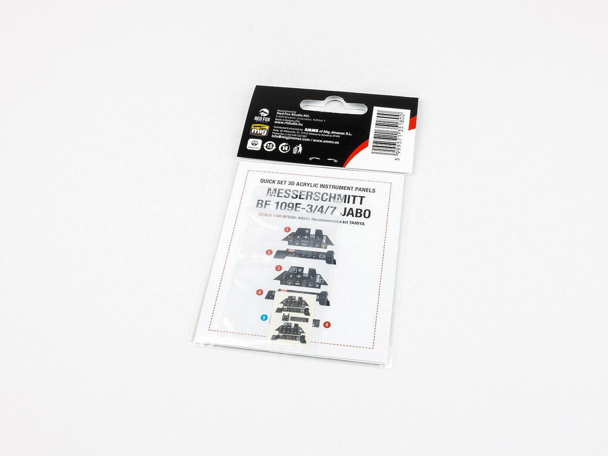 Messerschmitt Bf-109E-3/4/7 JABO 3D Acrylic Instrument Panel (designed to be used with Tamiya kits)