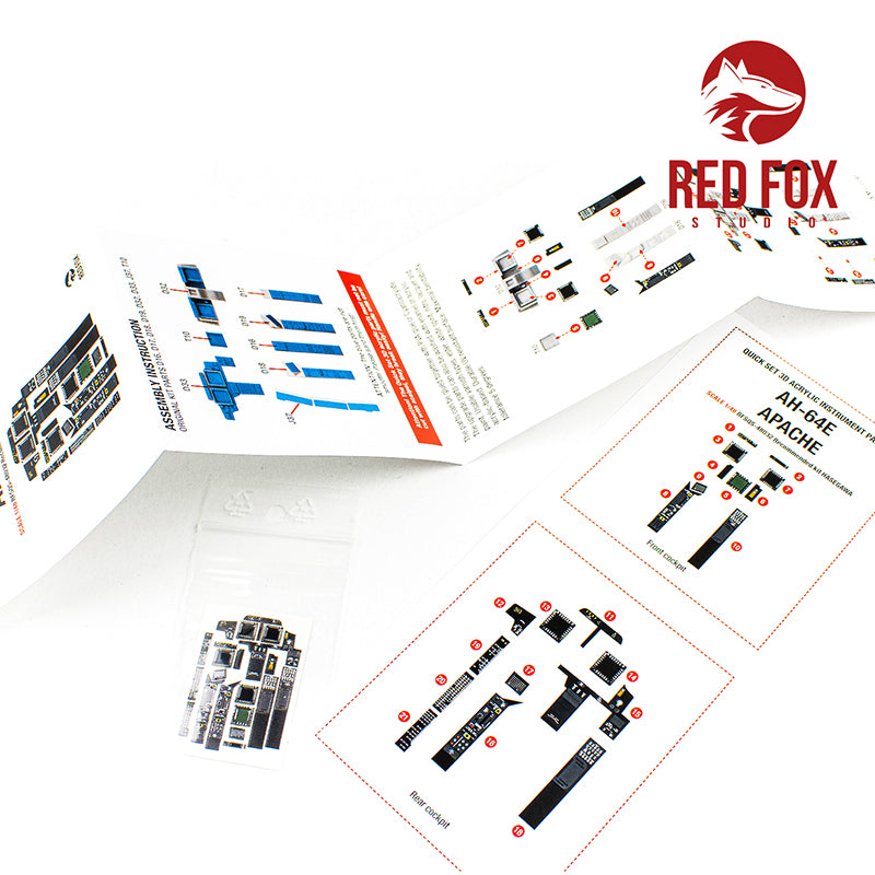 Bell/Boeing AH-64E Apache Quick Set 3D Acrylic Instrument Panel (designed to be used with Hasegawa kits)