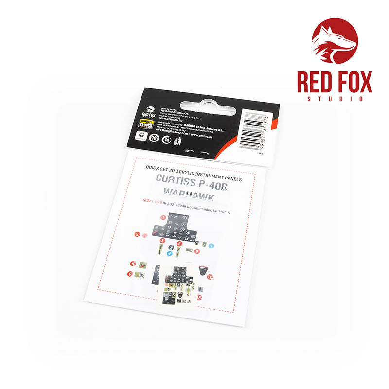 Curtiss P-40B Warhawk 3D Acrylic Instrument Panel (designed to be used with Airfix kits)